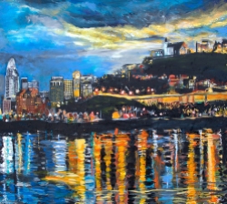 BellView of Cincinnati Skyline | 32″ x 36″ acrylic on canvas